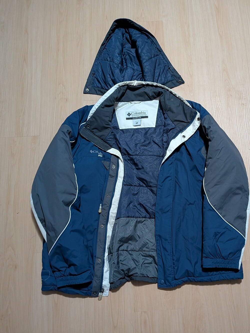 Vintage Columbia Interchange Jacket Mens XL Blue Waterproof Nylon Hooded Shell - Picture 3 of 5